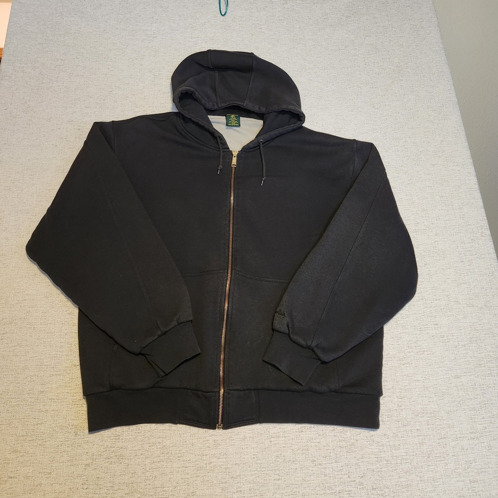 Cabela's Full Zip Hoodie Mens 3XL Tall Black Thermal Lined Workwear Jacket